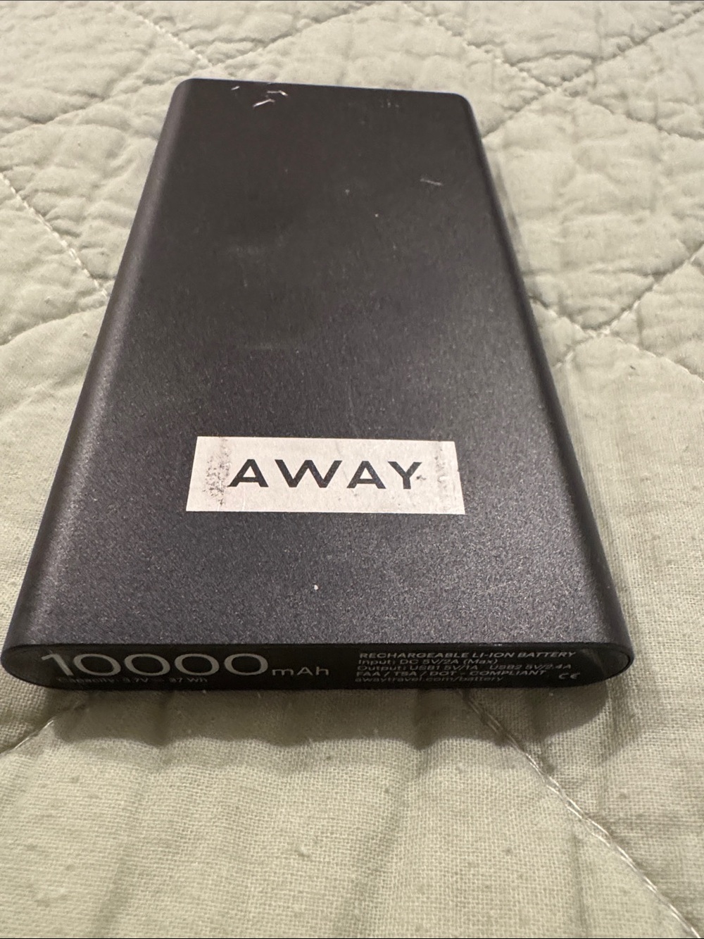 Away Portable Power Bank in Black with White Logo